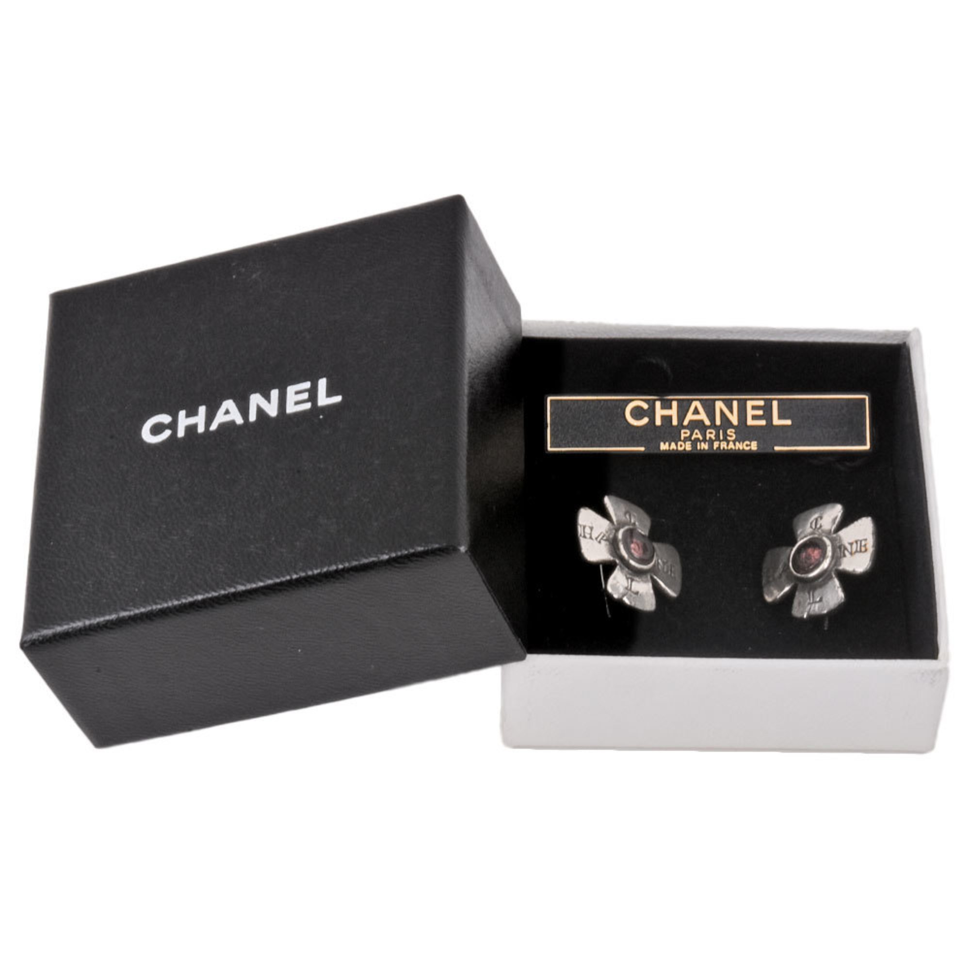 CHANEL Gripoa Cross Earrings 99A Silver Purple Stone 31 RUE CAMBON A13044 Y02009