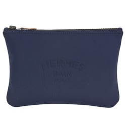 Hermes Neoban PM Pouch Nylon Polyurethane Navy Pochette Clutch Bag