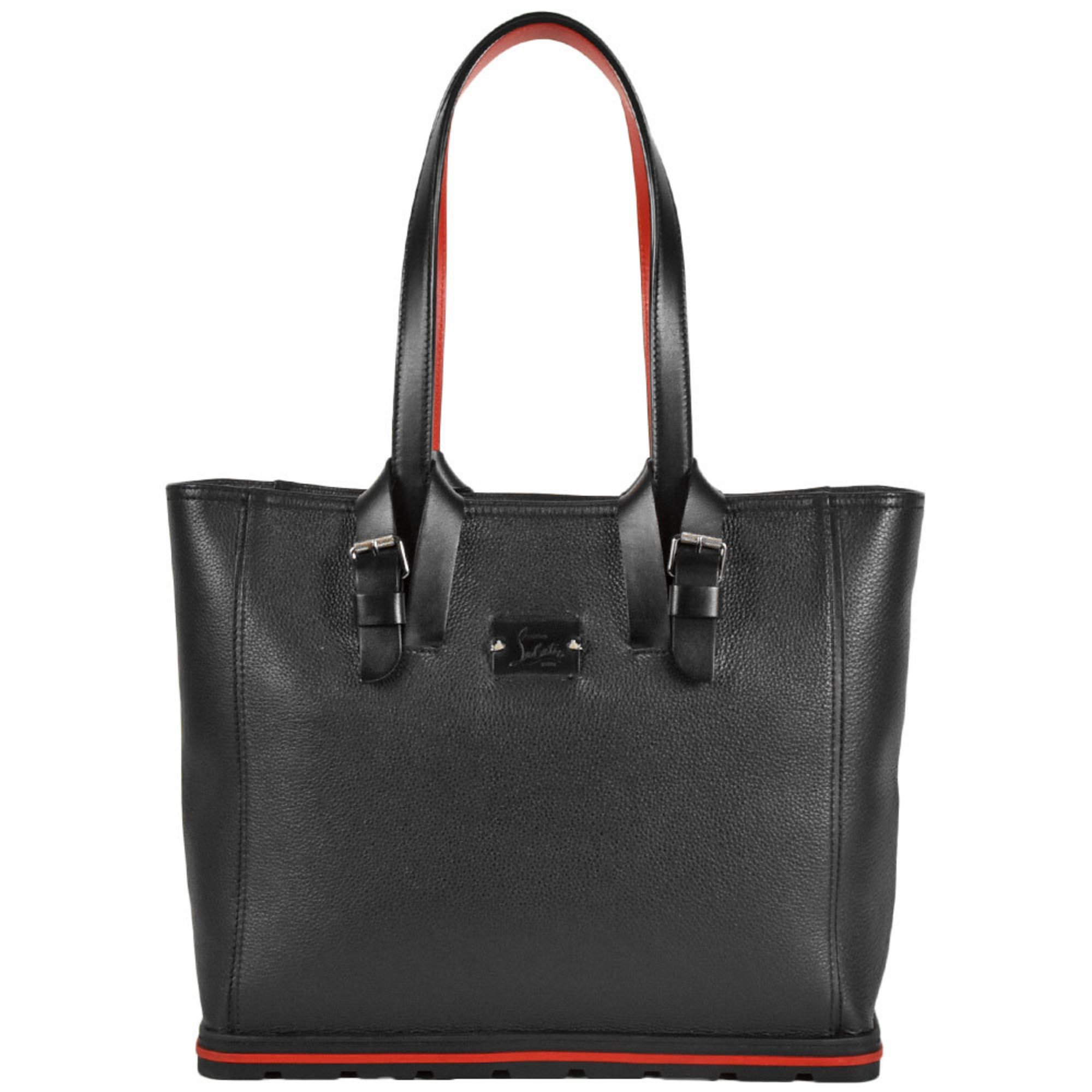 Christian Louboutin Cabyker Small Tote Bag Leather Rubber 1205119 Black Red Shoulder