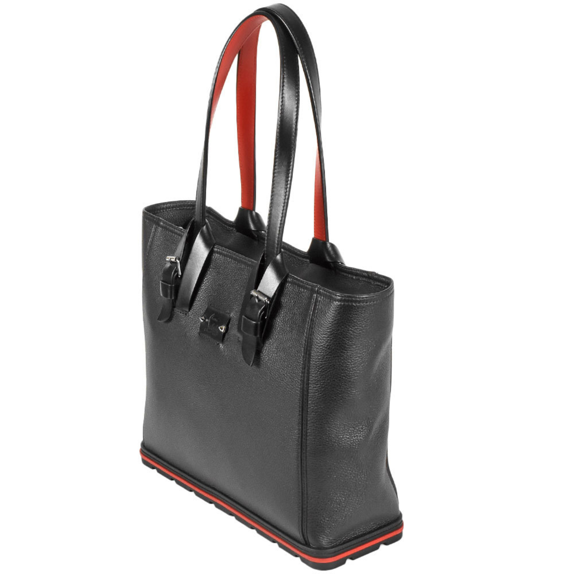 Christian Louboutin Cabyker Small Tote Bag Leather Rubber 1205119 Black Red Shoulder