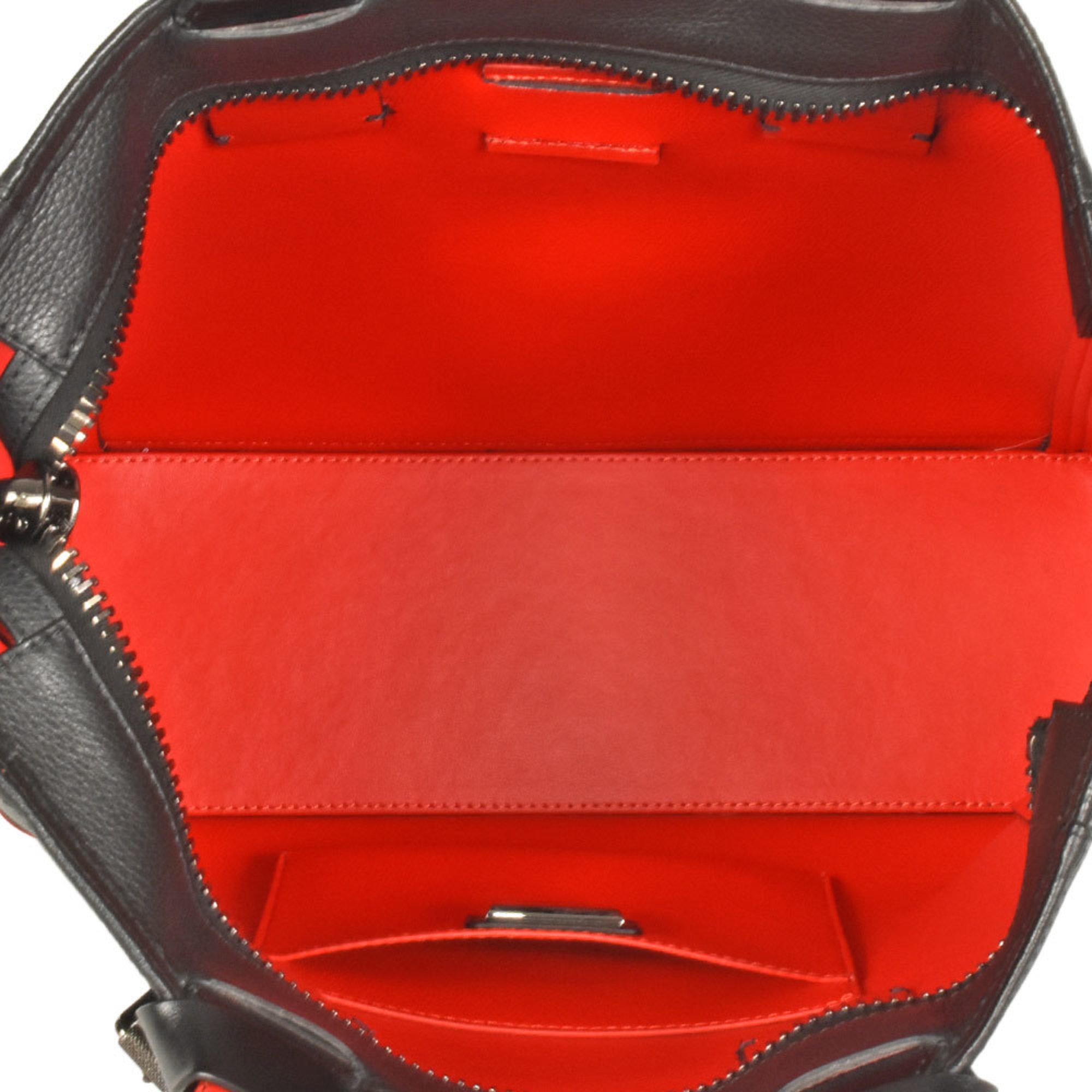 Christian Louboutin Cabyker Small Tote Bag Leather Rubber 1205119 Black Red Shoulder