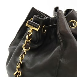 CHANEL Coco Mark Shoulder Bag Chain Leather Black