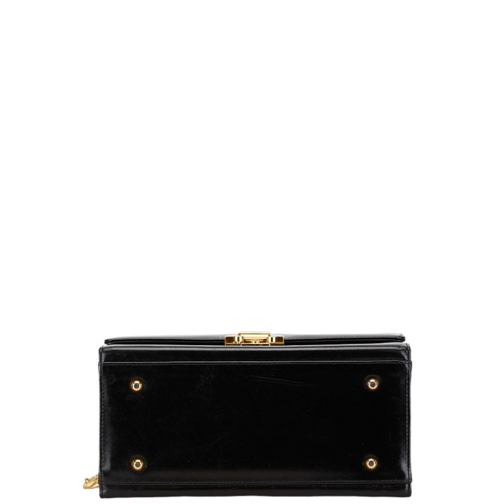 Versace Sunburst Handbag Vanity Bag Black Leather Women's VERSACE