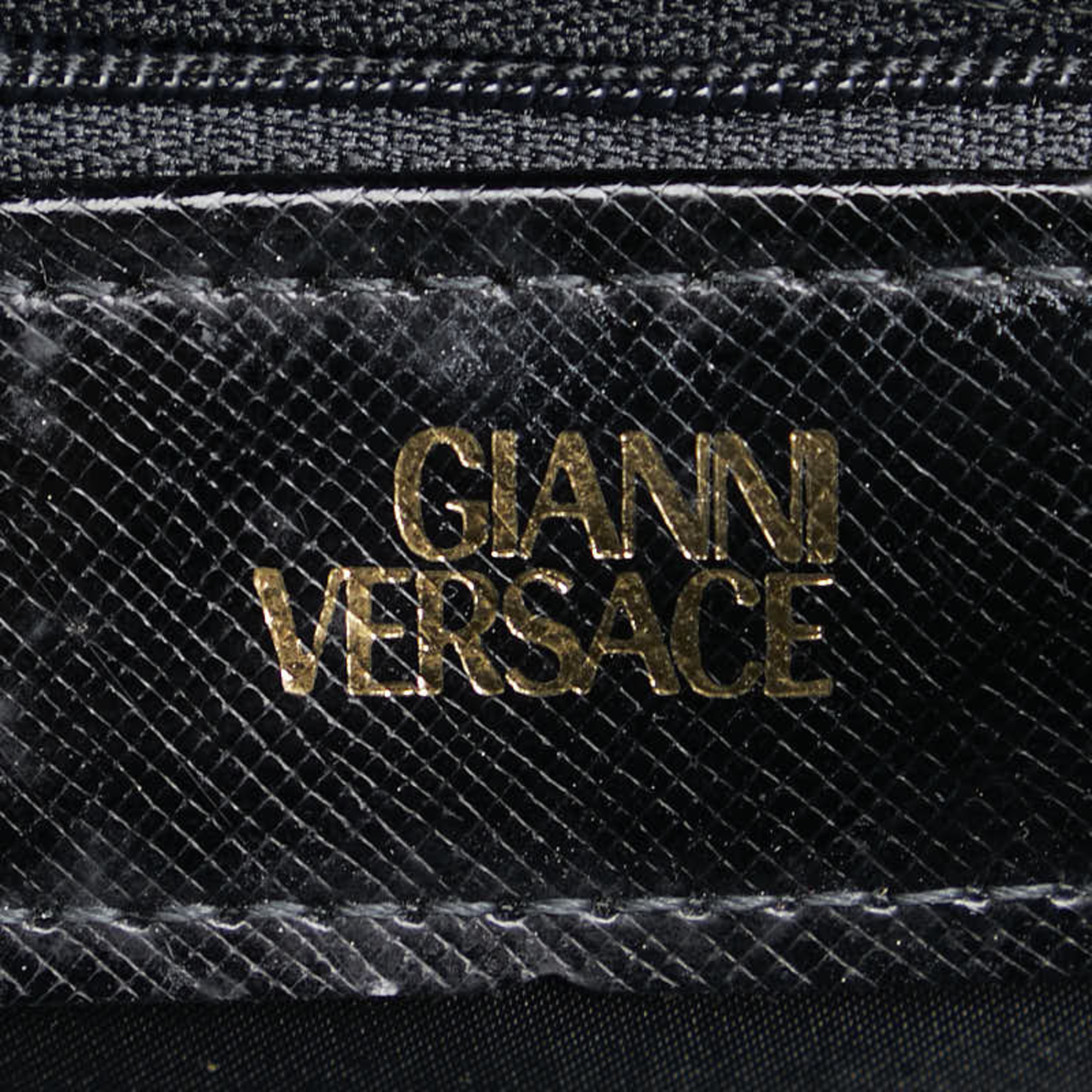 Versace Sunburst Handbag Vanity Bag Black Leather Women's VERSACE