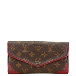 Louis Vuitton Monogram Portefeuille Sarah Retiro Long Wallet M61184 Brown Cerise Red PVC Leather Women's LOUIS VUITTON