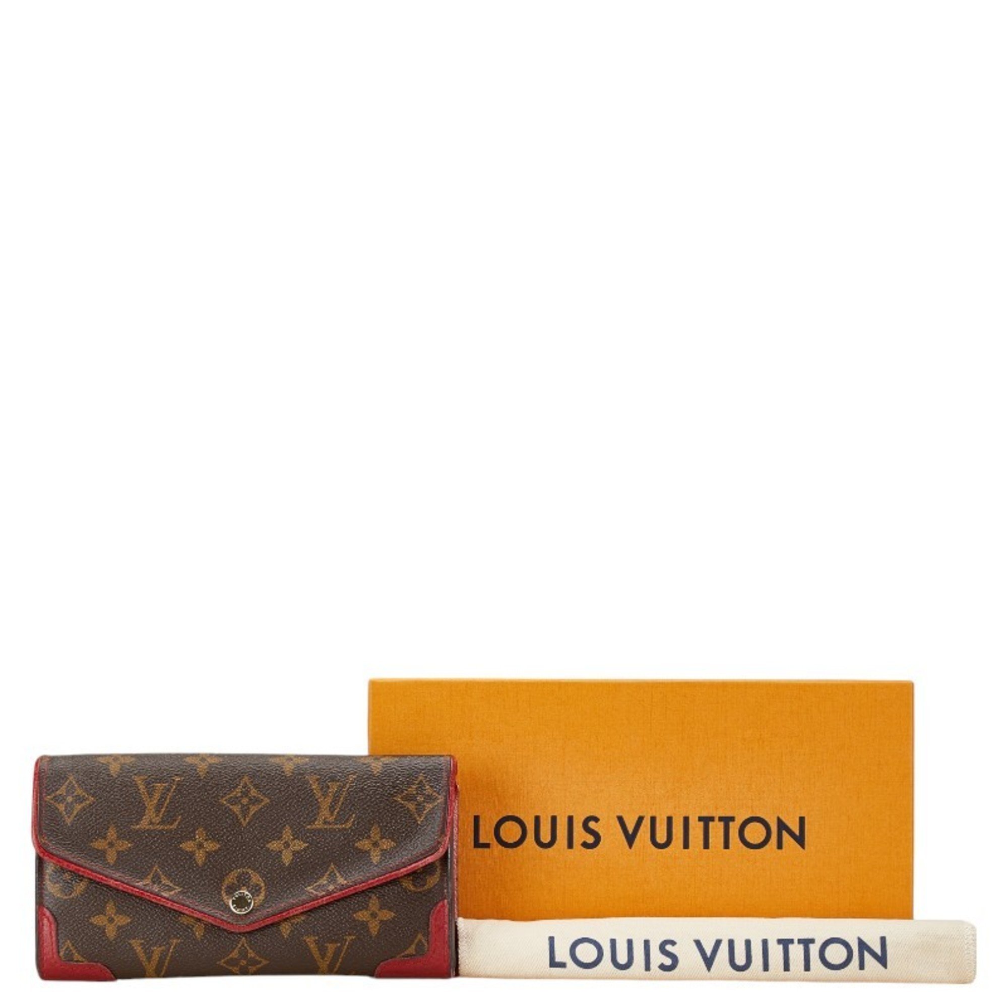 Louis Vuitton Monogram Portefeuille Sarah Retiro Long Wallet M61184 Brown Cerise Red PVC Leather Women's LOUIS VUITTON