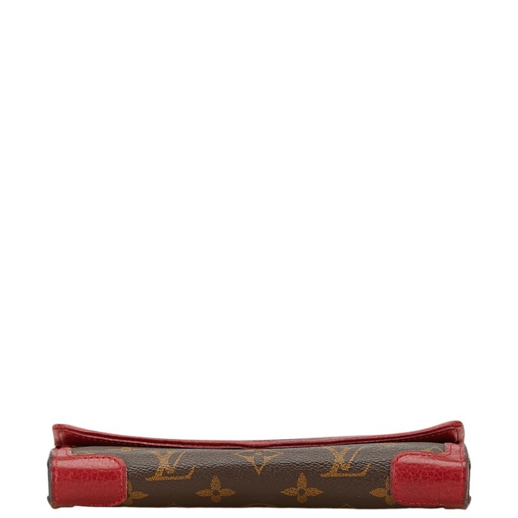 Louis Vuitton Monogram Portefeuille Sarah Retiro Long Wallet M61184 Brown Cerise Red PVC Leather Women's LOUIS VUITTON