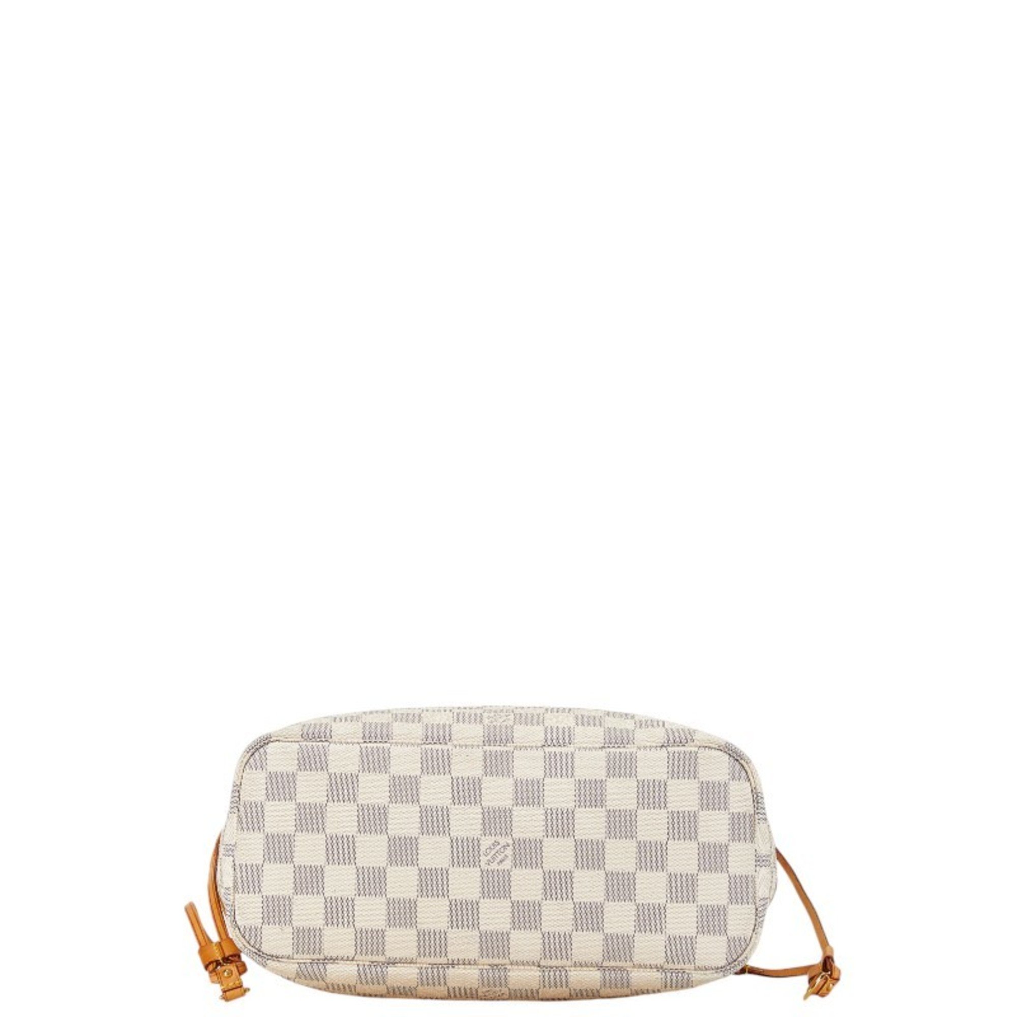 Louis Vuitton Damier Azur Neverfull PM Handbag N51110 White PVC Leather Women's LOUIS VUITTON