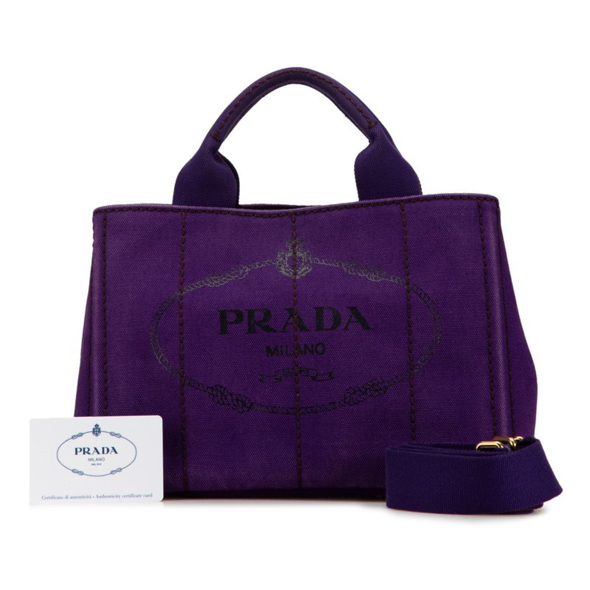 Prada Canapa Handbag Shoulder Bag B2439G Purple Canvas Women's PRADA