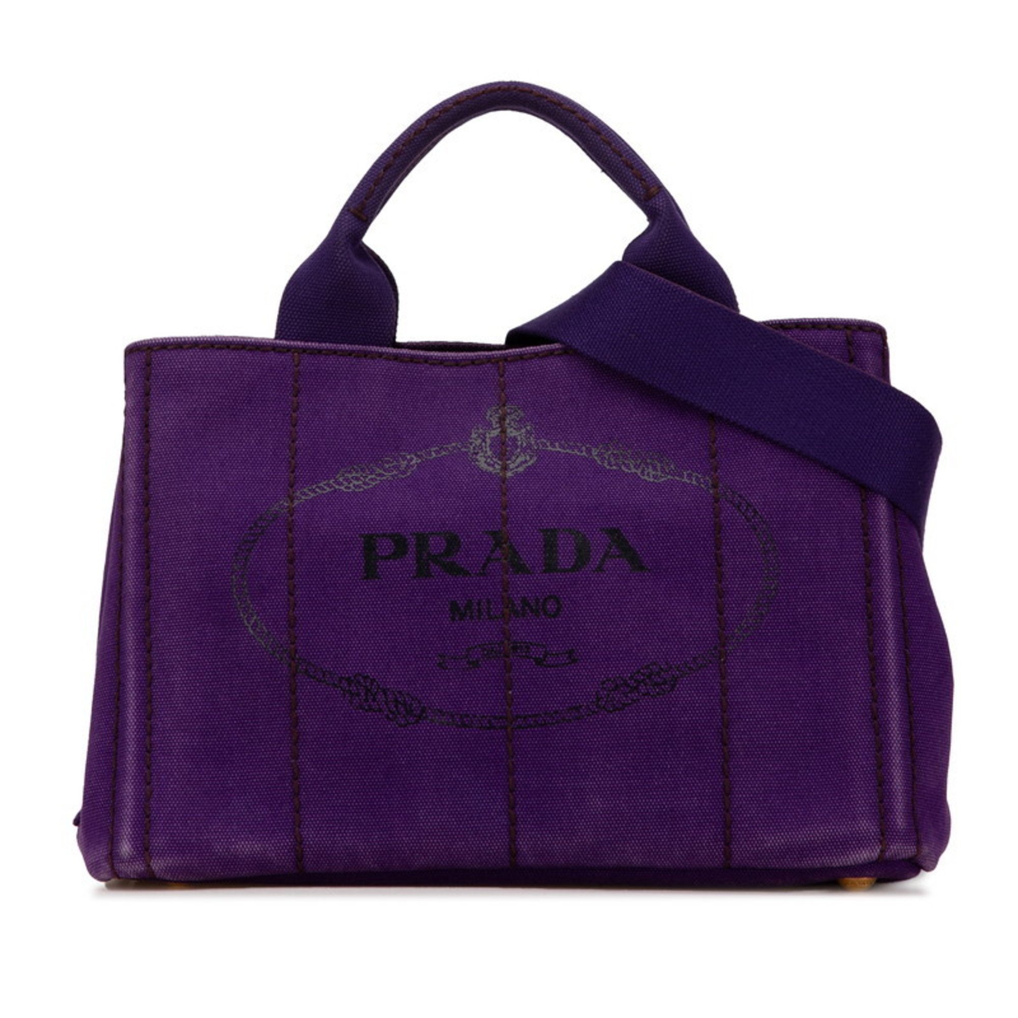 Prada Canapa Handbag Shoulder Bag B2439G Purple Canvas Women's PRADA