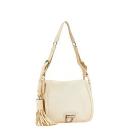 Salvatore Ferragamo Gancini Bag Handbag Ivory White Leather Women's