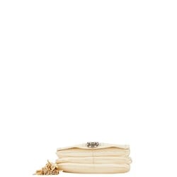 Salvatore Ferragamo Gancini Bag Handbag Ivory White Leather Women's