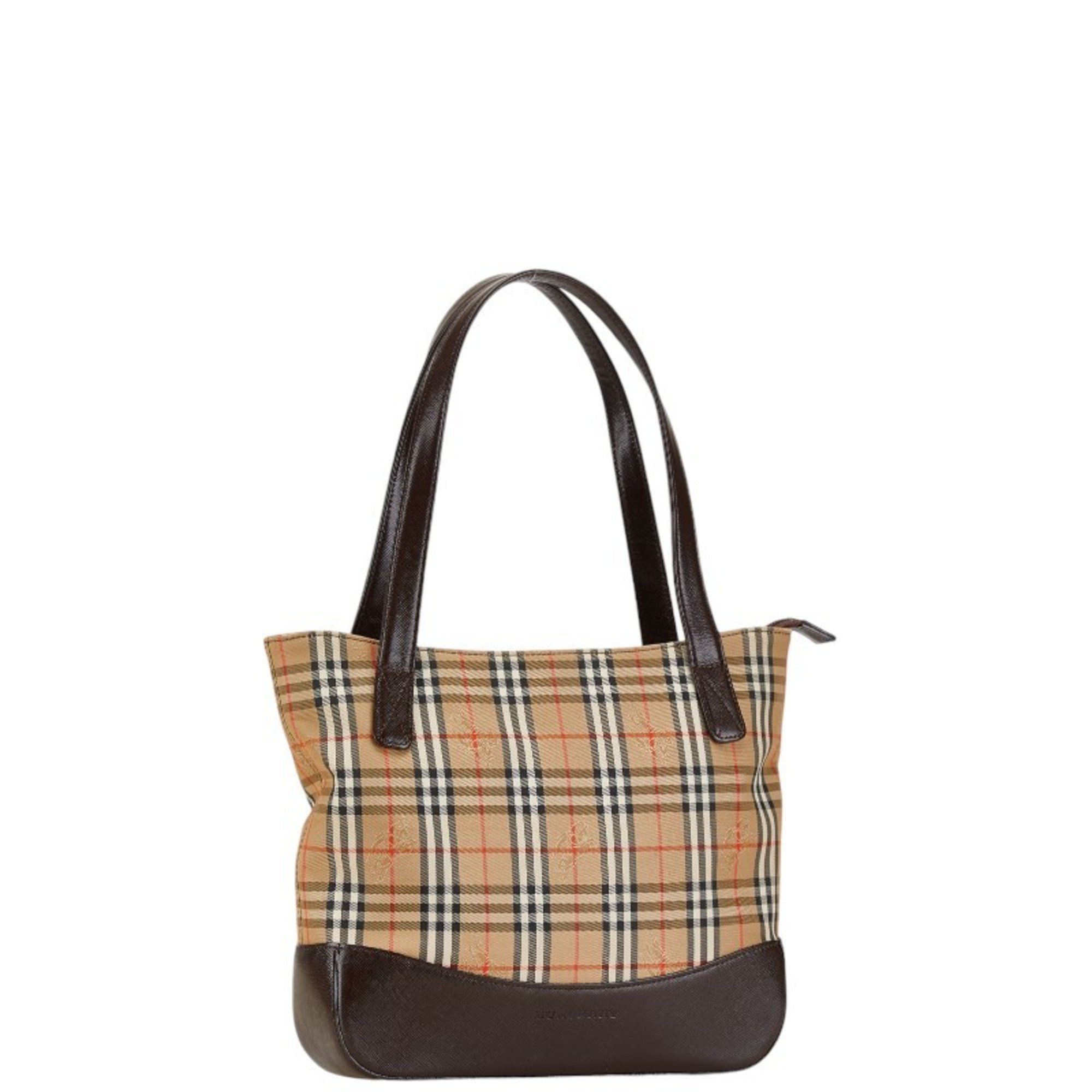 Burberry Nova Check Shadow Horse Handbag Tote Bag Beige Brown Canvas Leather Women's BURBERRY