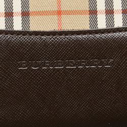 Burberry Nova Check Shadow Horse Handbag Tote Bag Beige Brown Canvas Leather Women's BURBERRY