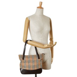 Burberry Nova Check Shadow Horse Handbag Tote Bag Beige Brown Canvas Leather Women's BURBERRY