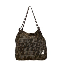 FENDI ZUCCA Tote Bag Brown Canvas Leather Women's