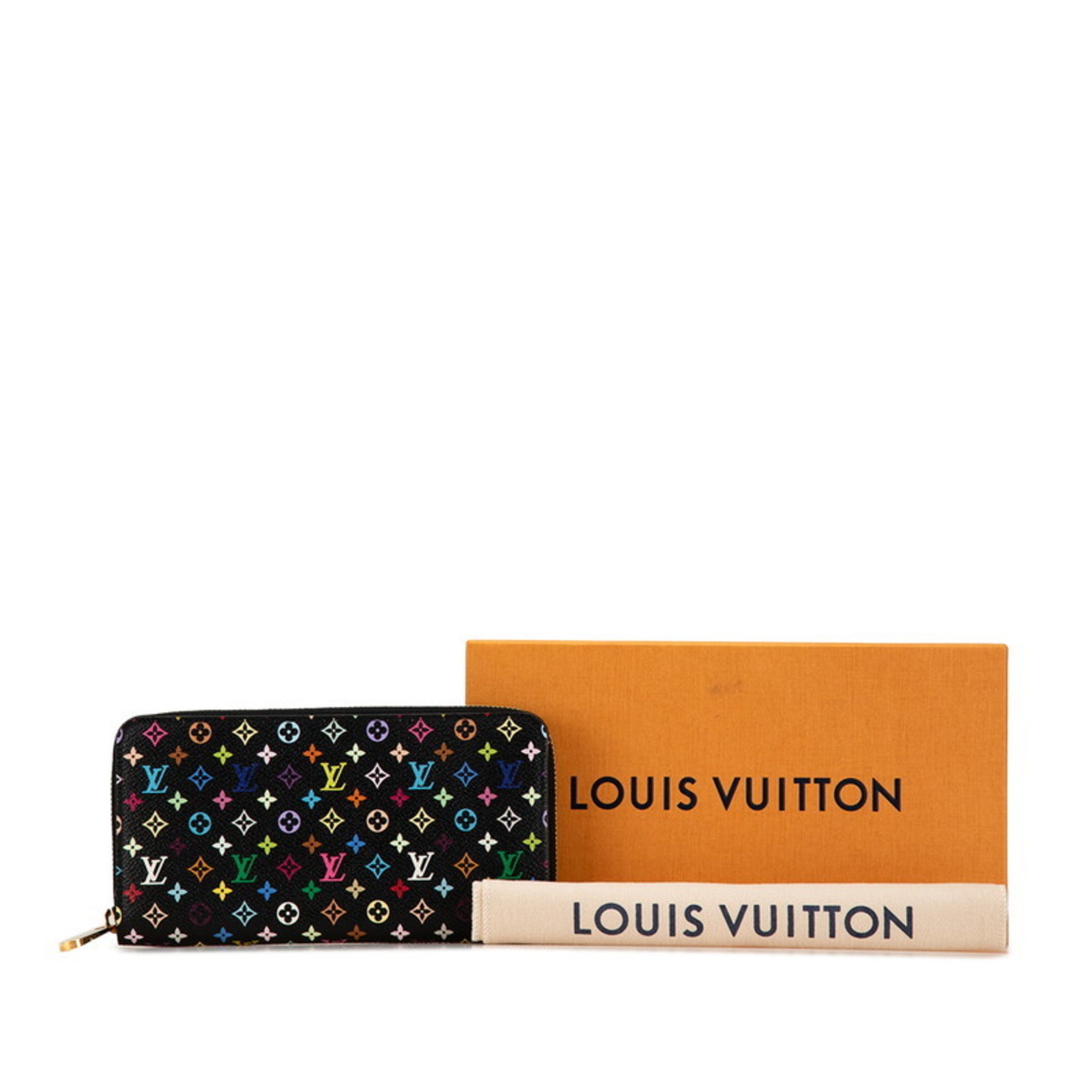 Louis Vuitton Monogram Multicolor Zippy Wallet Round Long M60275 Black Violet PVC Women's LOUIS VUITTON