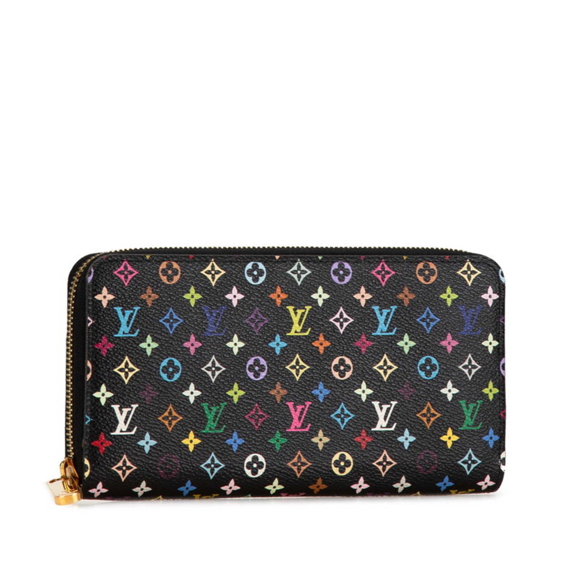 Louis Vuitton Monogram Multicolor Zippy Wallet Round Long M60275 Black Violet PVC Women's LOUIS VUITTON