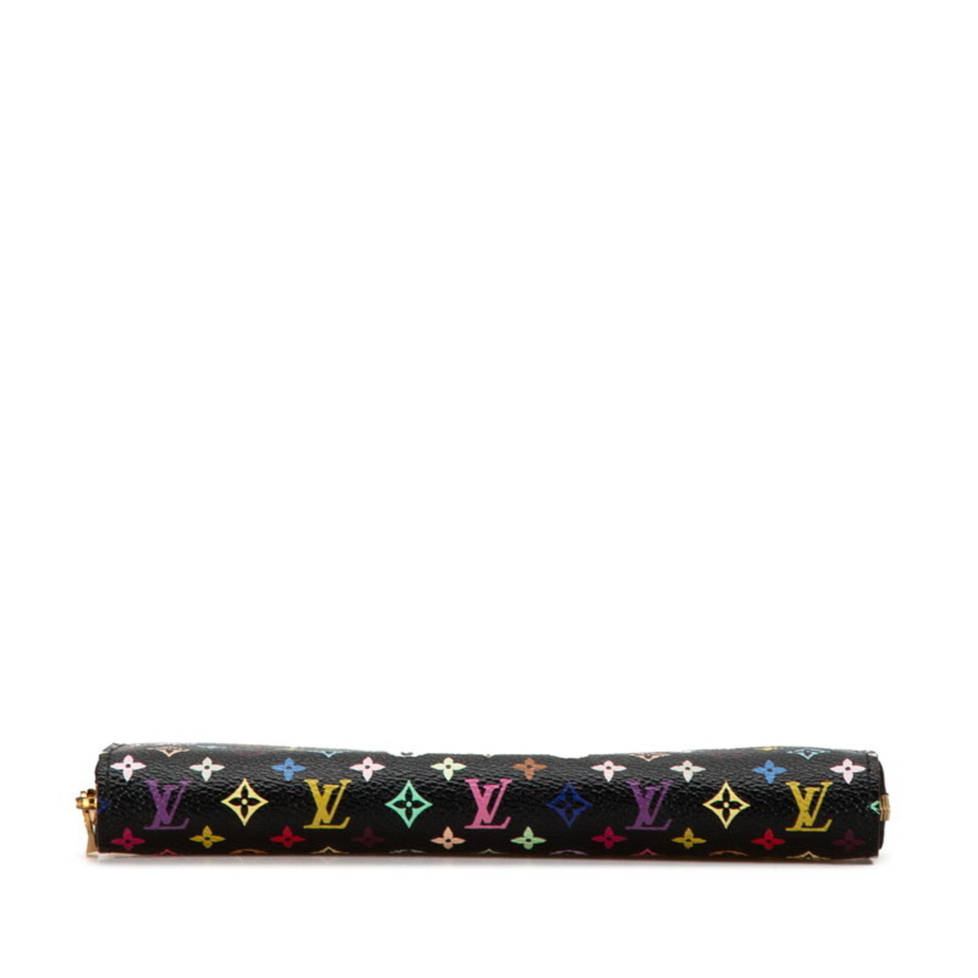 Louis Vuitton Monogram Multicolor Zippy Wallet Round Long M60275 Black Violet PVC Women's LOUIS VUITTON