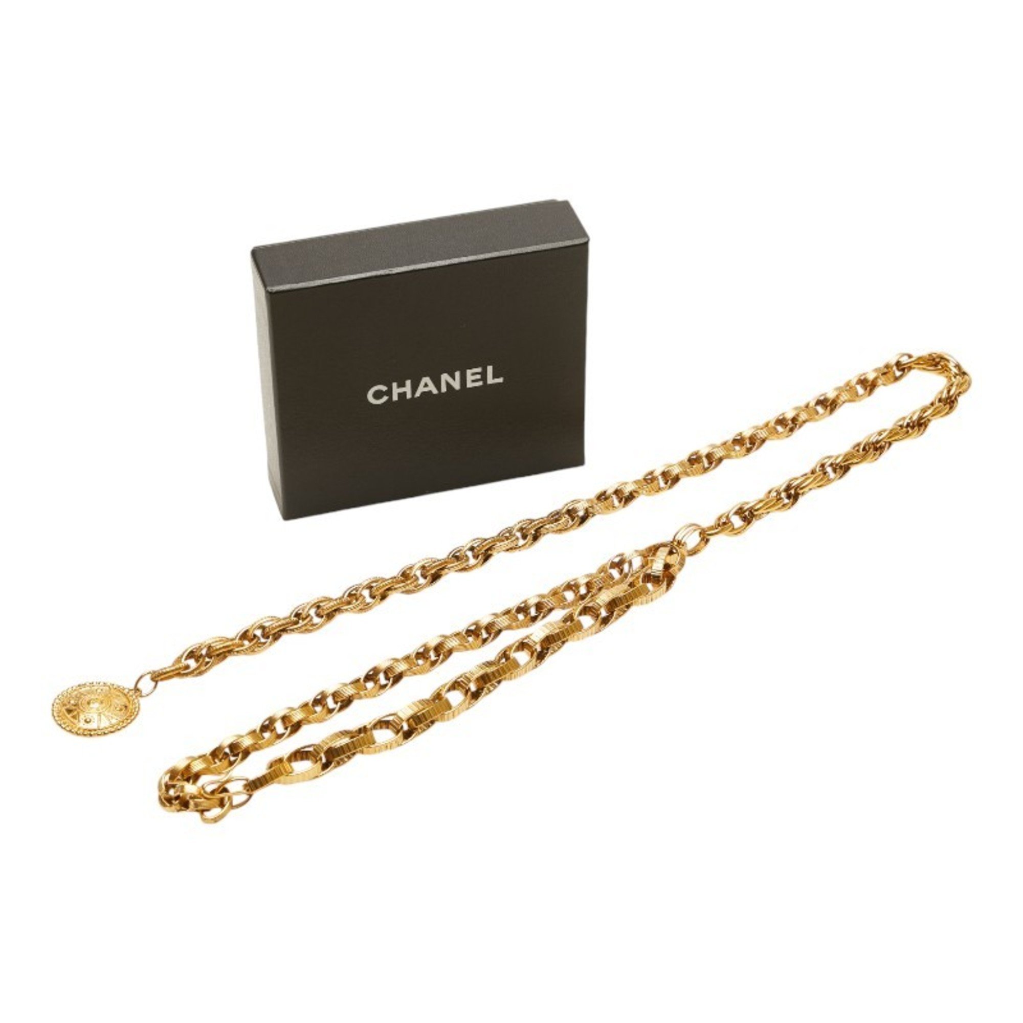 Chanel Coco Mark Medallion Plate Belt Gold Plated Women's CHANEL