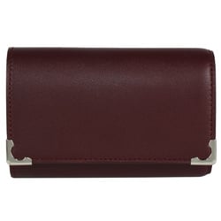 Cartier Must Do Key Case Leather Wine Red 6 Ring