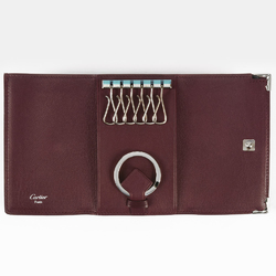 Cartier Must Do Key Case Leather Wine Red 6 Ring