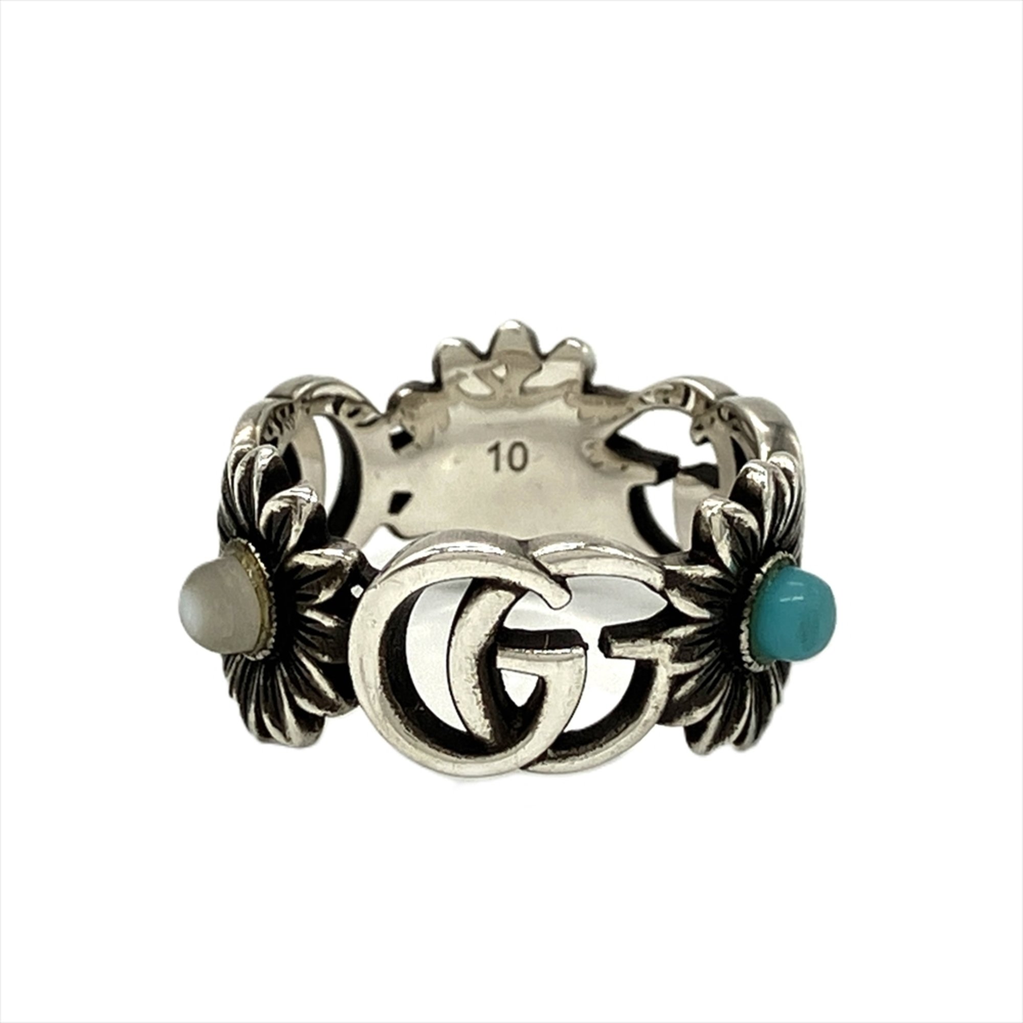 Gucci Double G Flower Ring Size 10 SV925 Silver 3.7g Women's