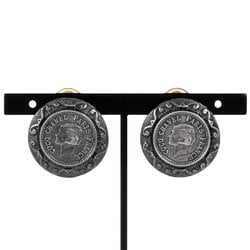 CHANEL Mademoiselle Coin Motif Earrings Metal 96A Silver Women's Round Circle Coco Chanel