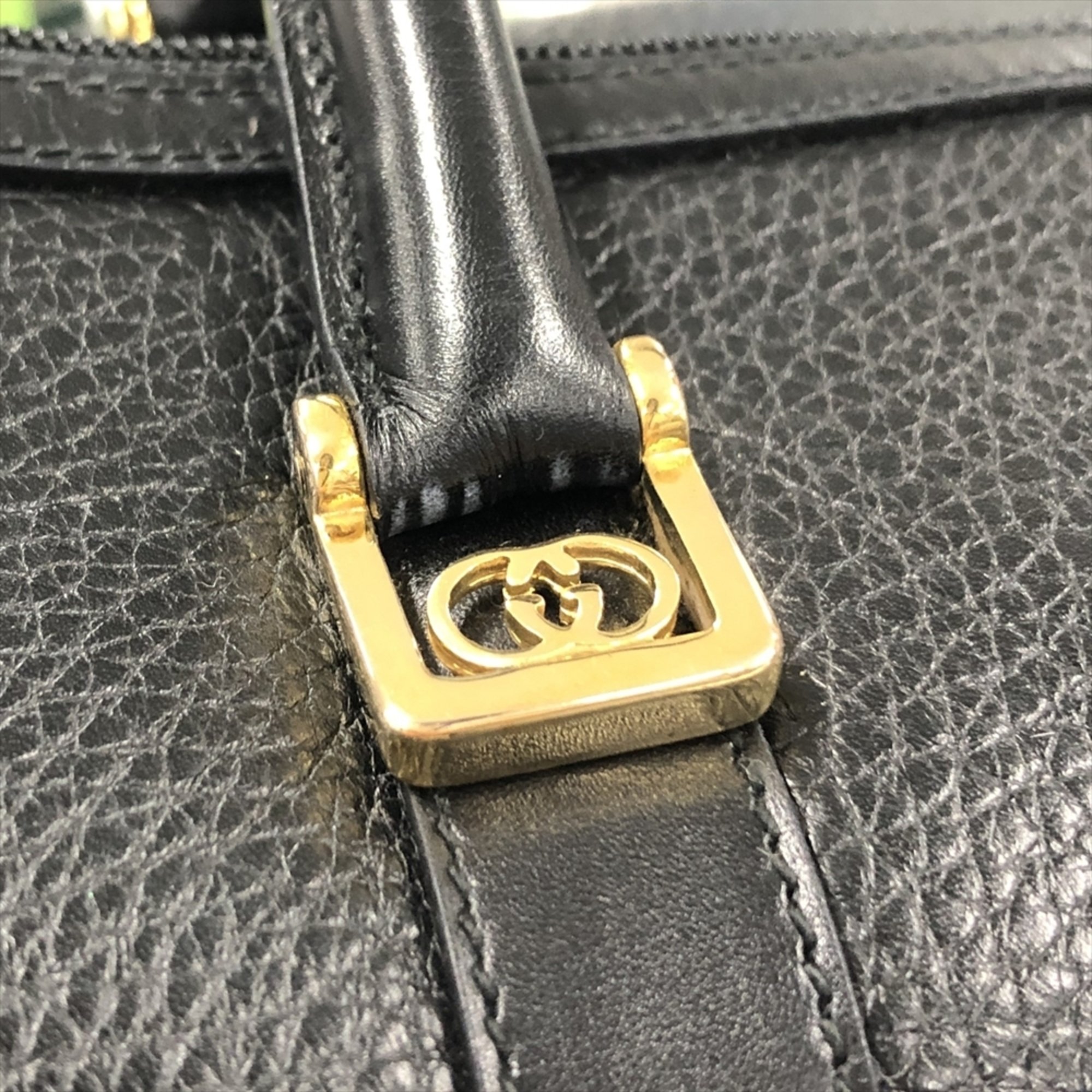 GUCCI 000 58 0040 Old Gucci Handbag Leather Black