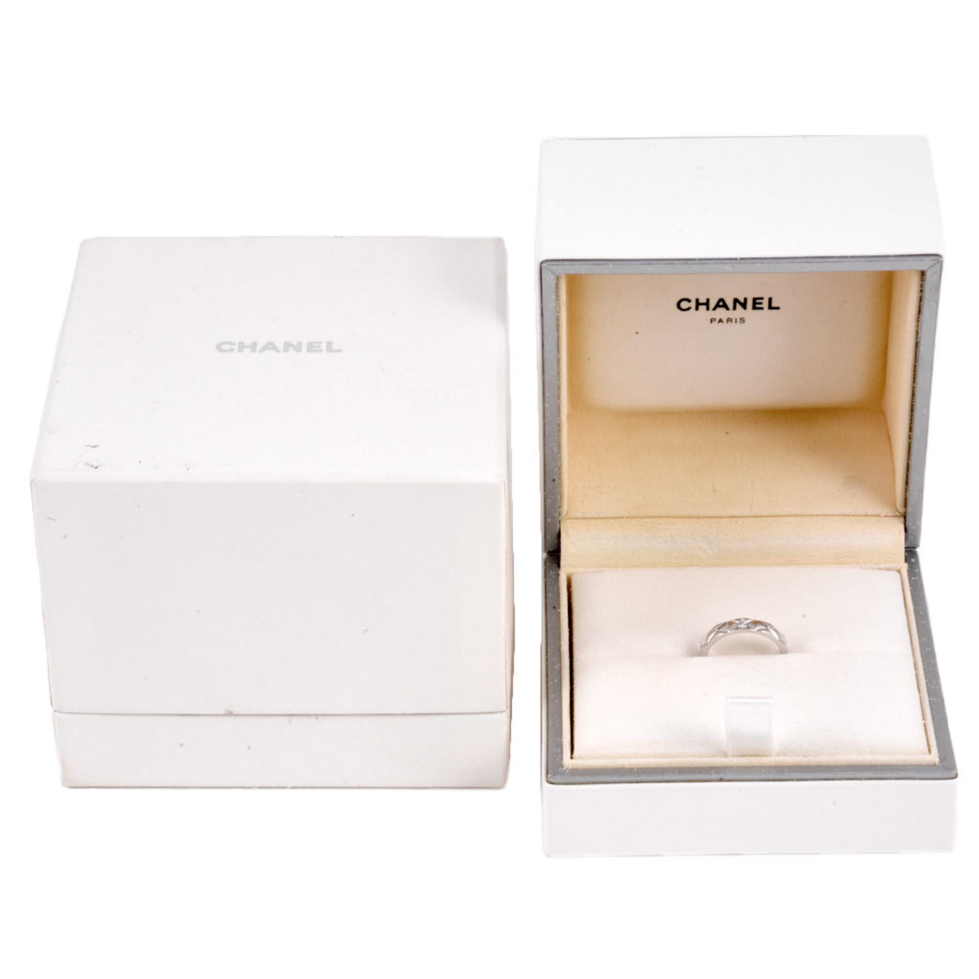 CHANEL Matelasse Ring Diamond #49 Pt950 Medium Ladies