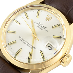 Rolex ROLEX 1503 Oyster Perpetual Date Wristwatch Automatic Silver Dial K18YG Solid Gold Smooth Bezel