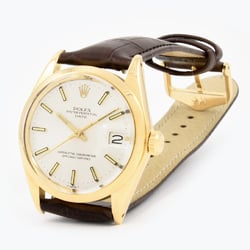 Rolex ROLEX 1503 Oyster Perpetual Date Wristwatch Automatic Silver Dial K18YG Solid Gold Smooth Bezel