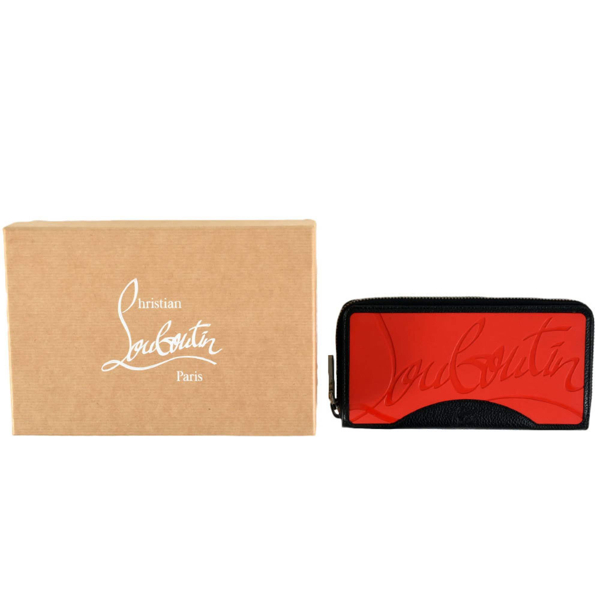 Christian Louboutin Panettone Round 3195051 H734 W51 Red Black Long Wallet Leather