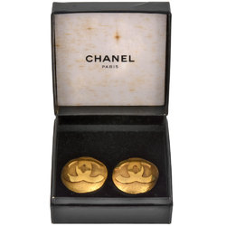 CHANEL Coco Mark Round Earrings Circle 29 2854 GP Ladies