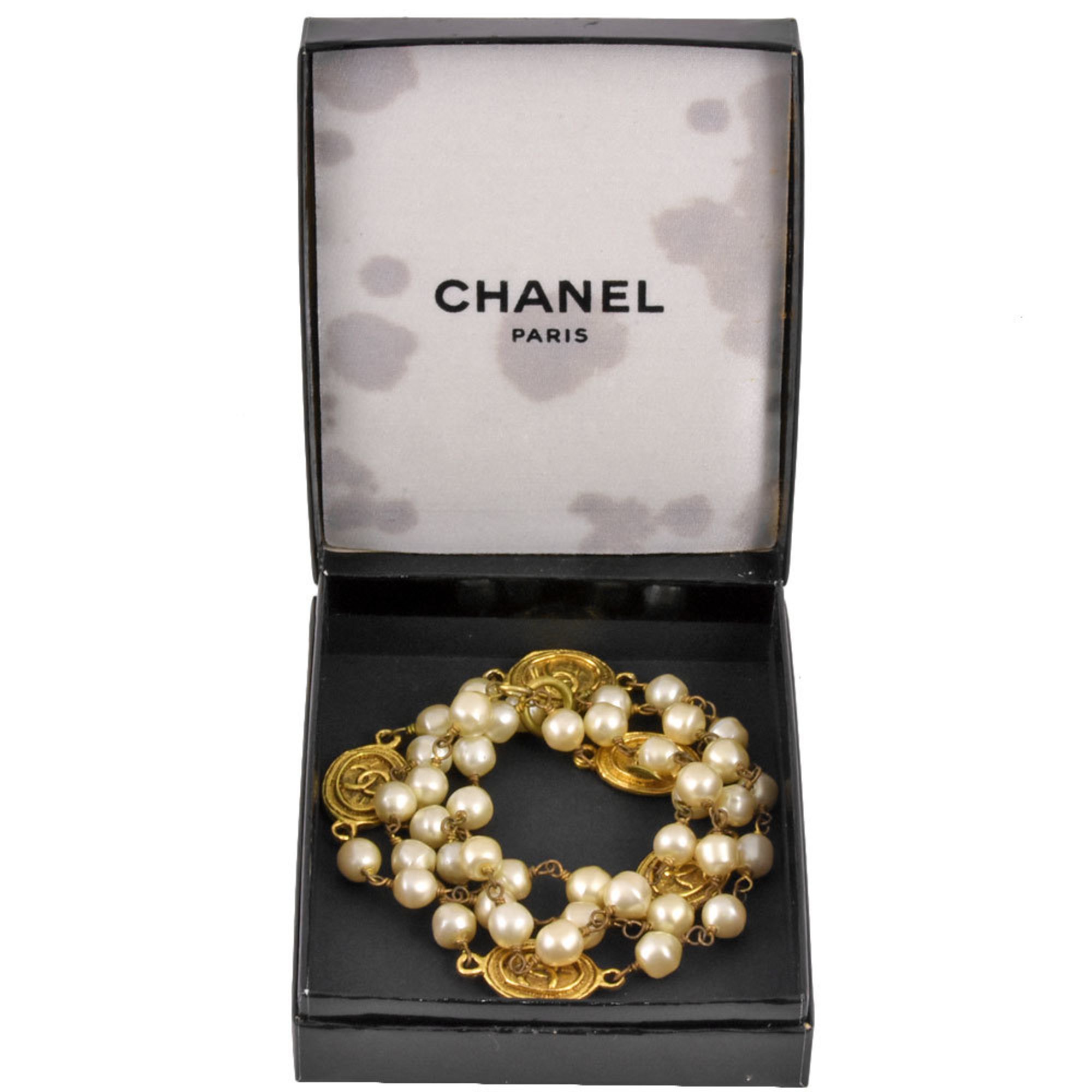 Chanel CHANEL Coco Mark Station Long Necklace 85cm GP Fake Pearl Ladies