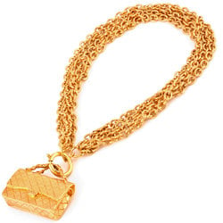 Chanel CHANEL Bag Matelasse Motif Pendant Necklace GP Gold 76cm Ladies