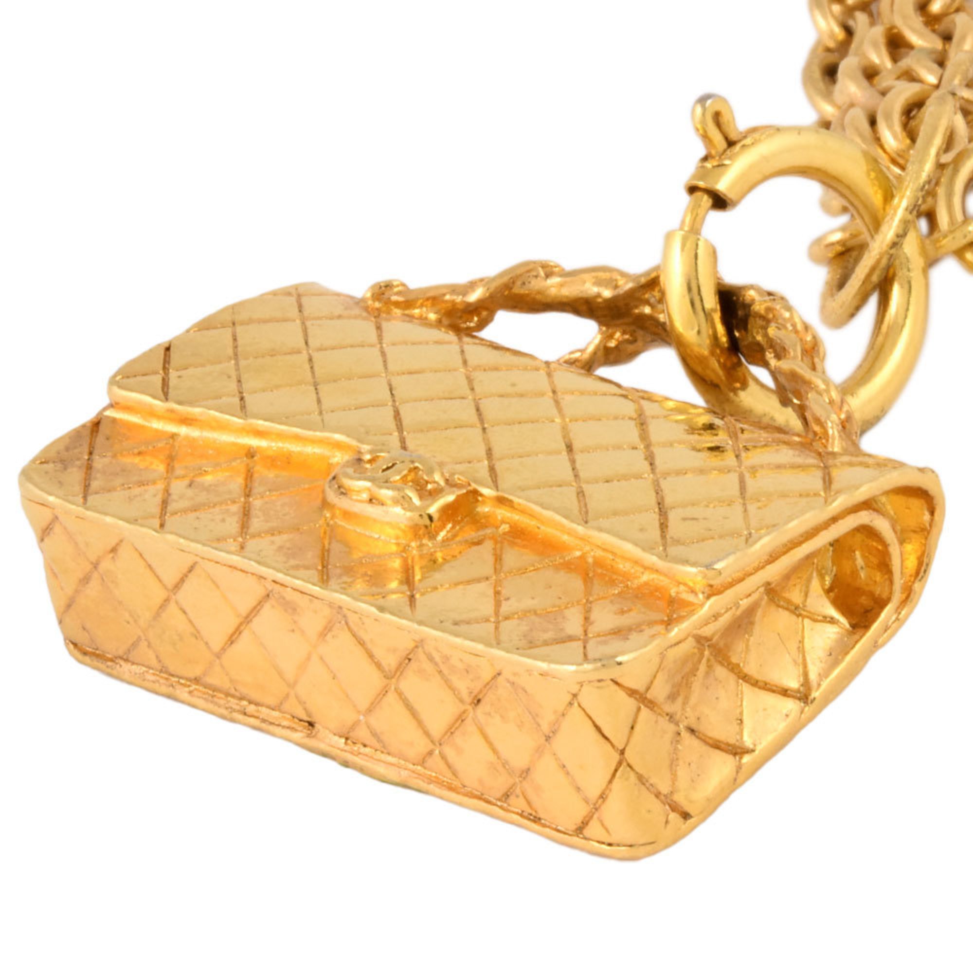 Chanel CHANEL Bag Matelasse Motif Pendant Necklace GP Gold 76cm Ladies