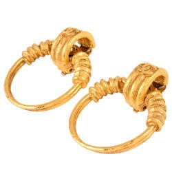 CHANEL Coco Mark Hoop Earrings 94P GP Ladies