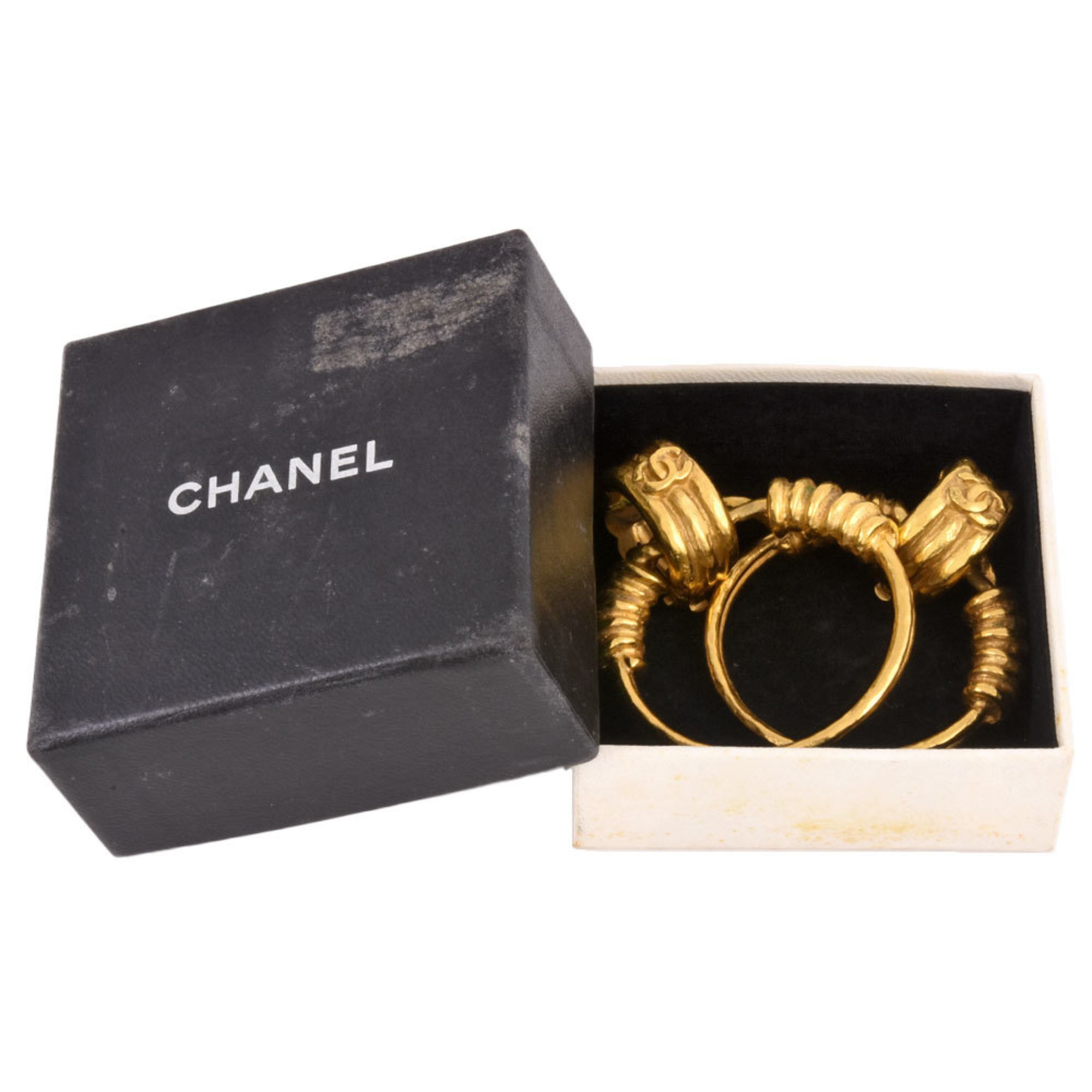 CHANEL Coco Mark Hoop Earrings 94P GP Ladies