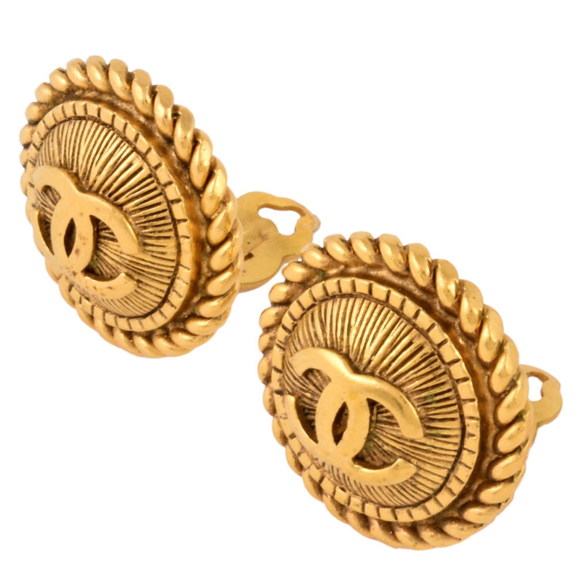 Chanel CHANEL CC Coco Mark Round Earrings 2343 Circle GP Gold Ladies