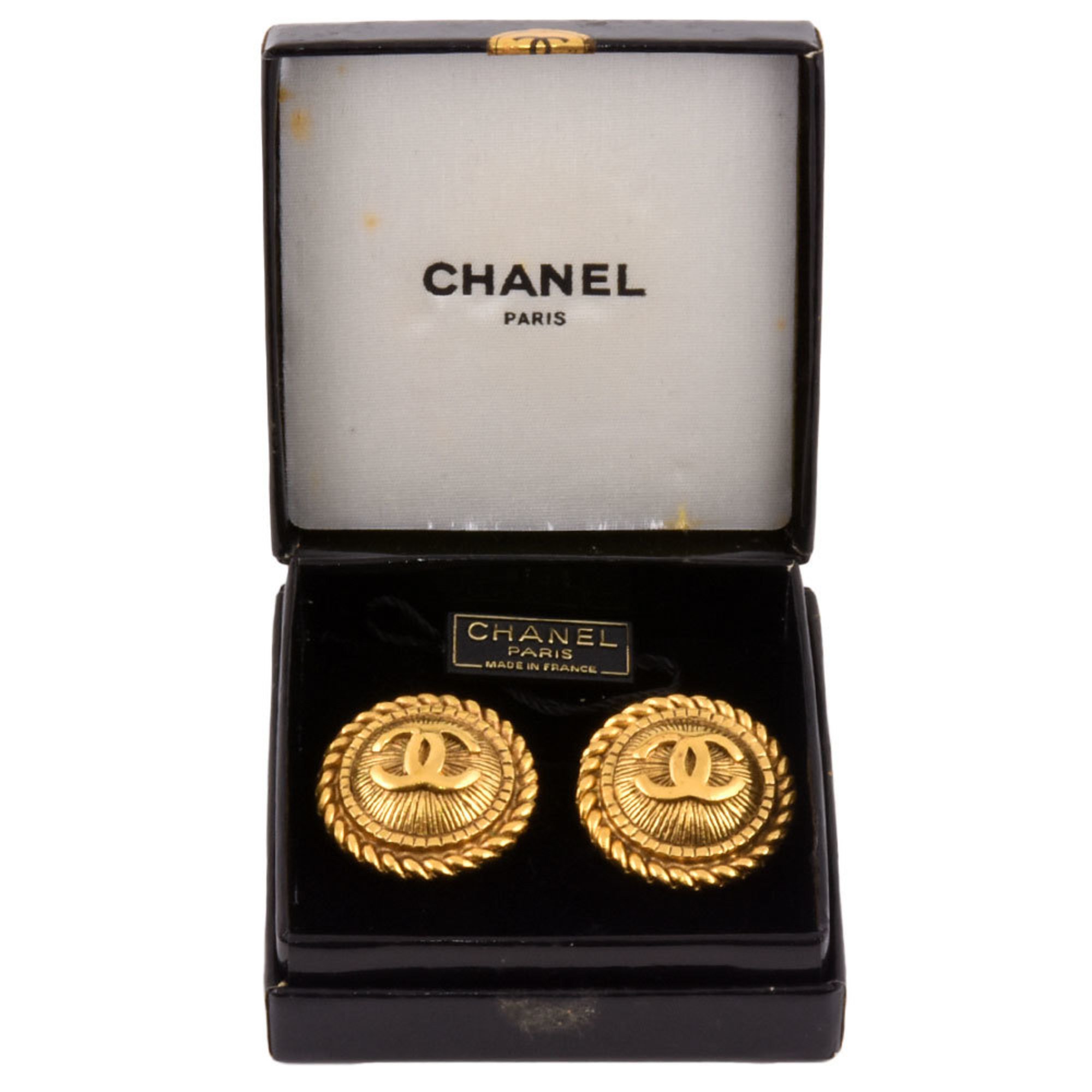 Chanel CHANEL CC Coco Mark Round Earrings 2343 Circle GP Gold Ladies