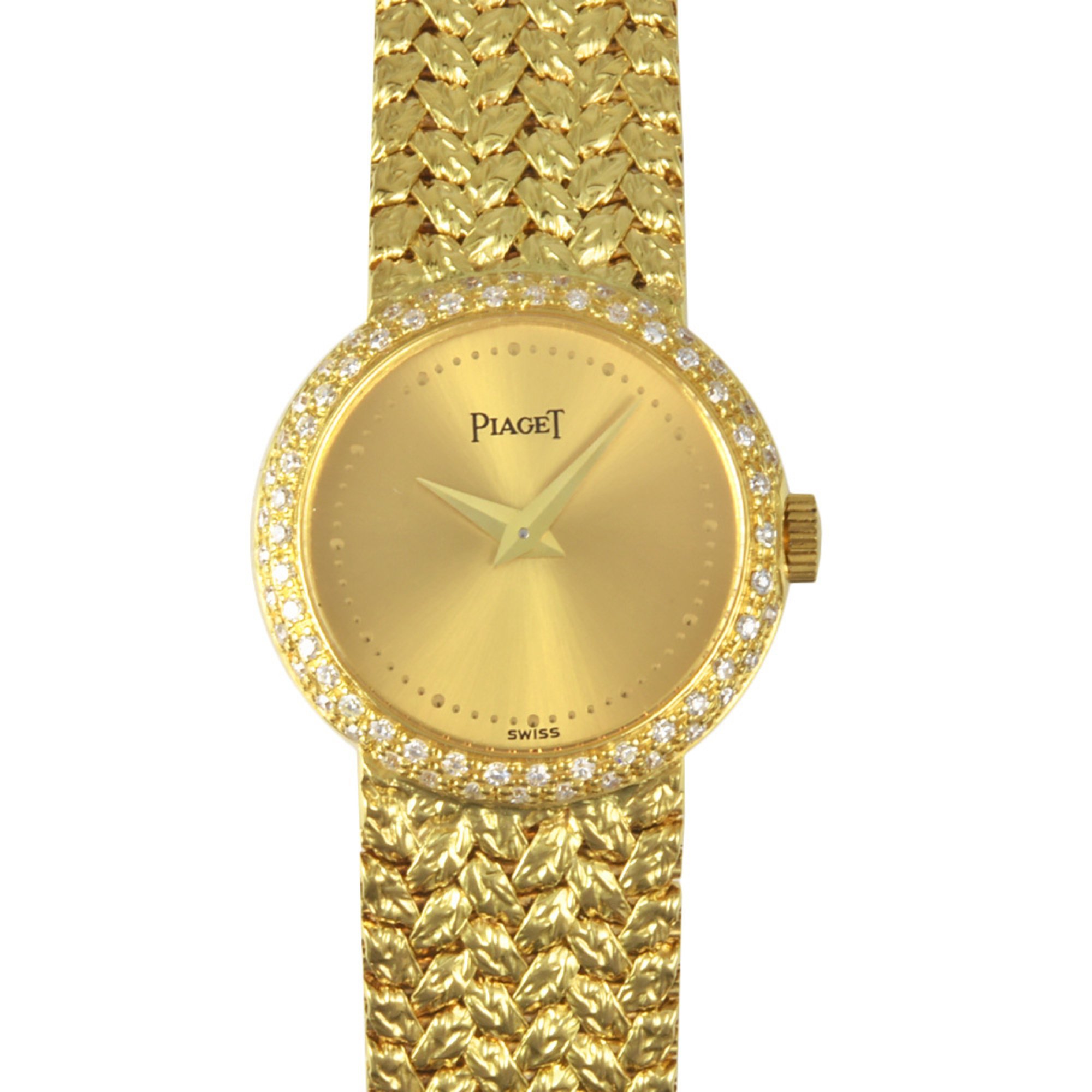 Piaget Dancer Watch, Hand-wound, Champagne Dial, K18YG, Solid Gold, Diamond Bezel, Women's