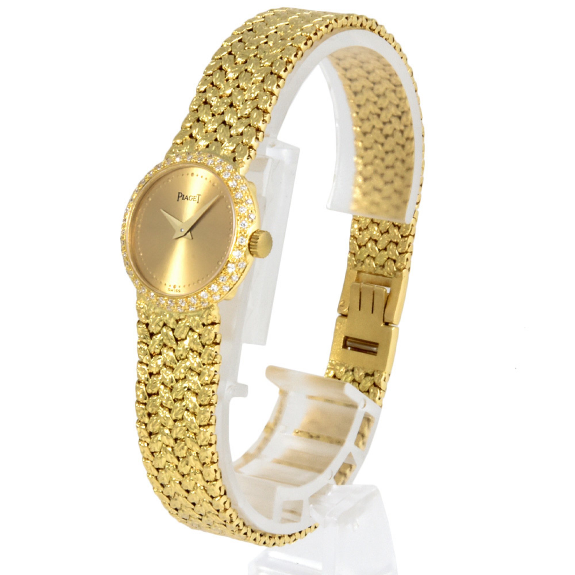 Piaget Dancer Watch, Hand-wound, Champagne Dial, K18YG, Solid Gold, Diamond Bezel, Women's