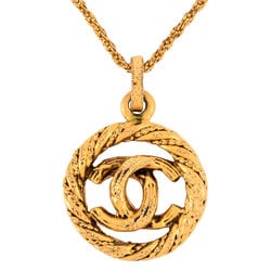 Chanel CHANEL Coco Mark Pendant Necklace 3626 GP 44.3cm Women's Circle Round