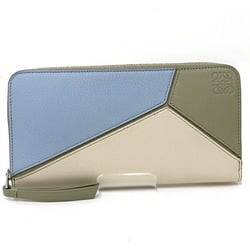 LOEWE Puzzle Zip Around Wallet Long C510T12X10 Dusty Blue/Sage Green/Angora