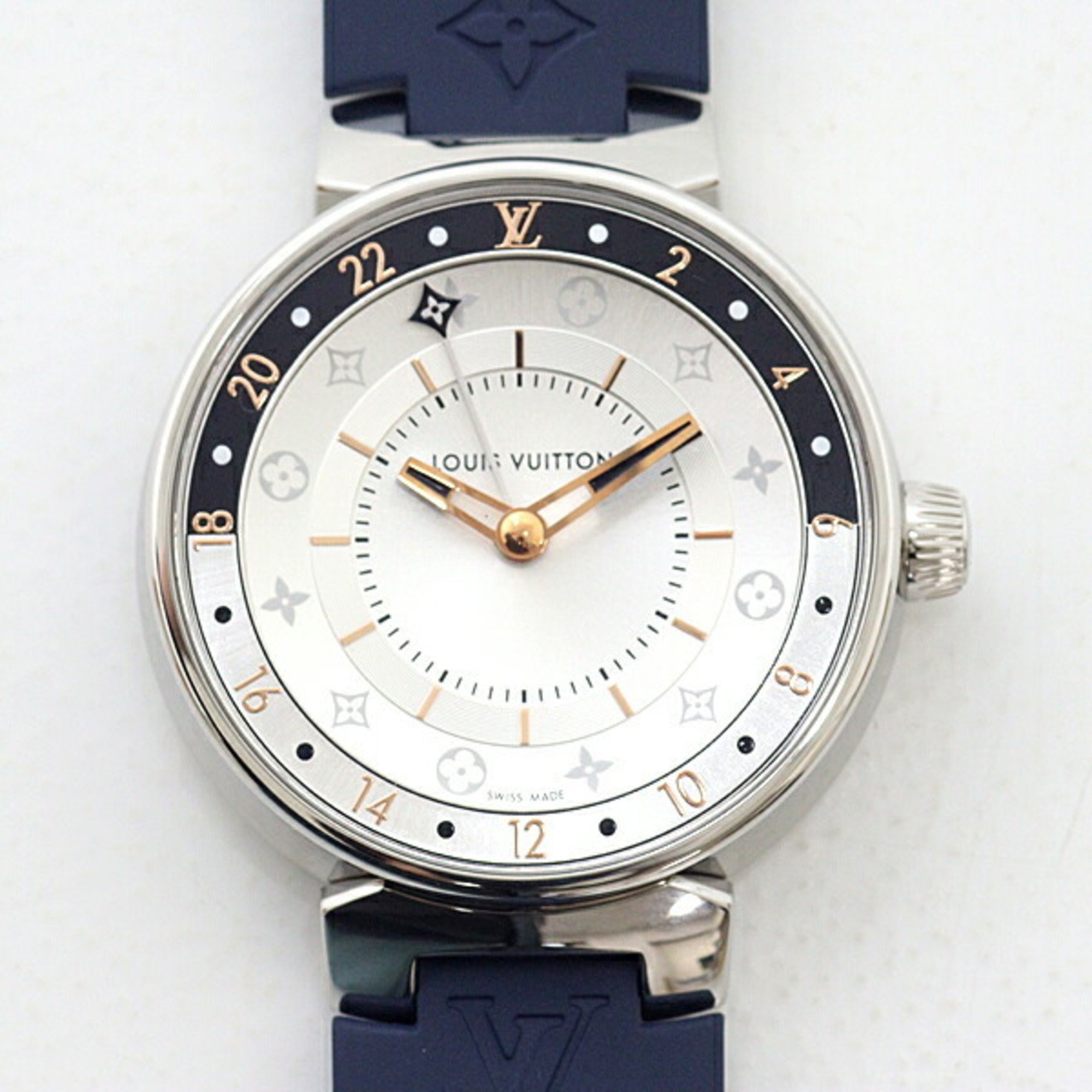 LOUIS VUITTON Women's Watch Tambour Dual Time MM QA104 Quartz Finished