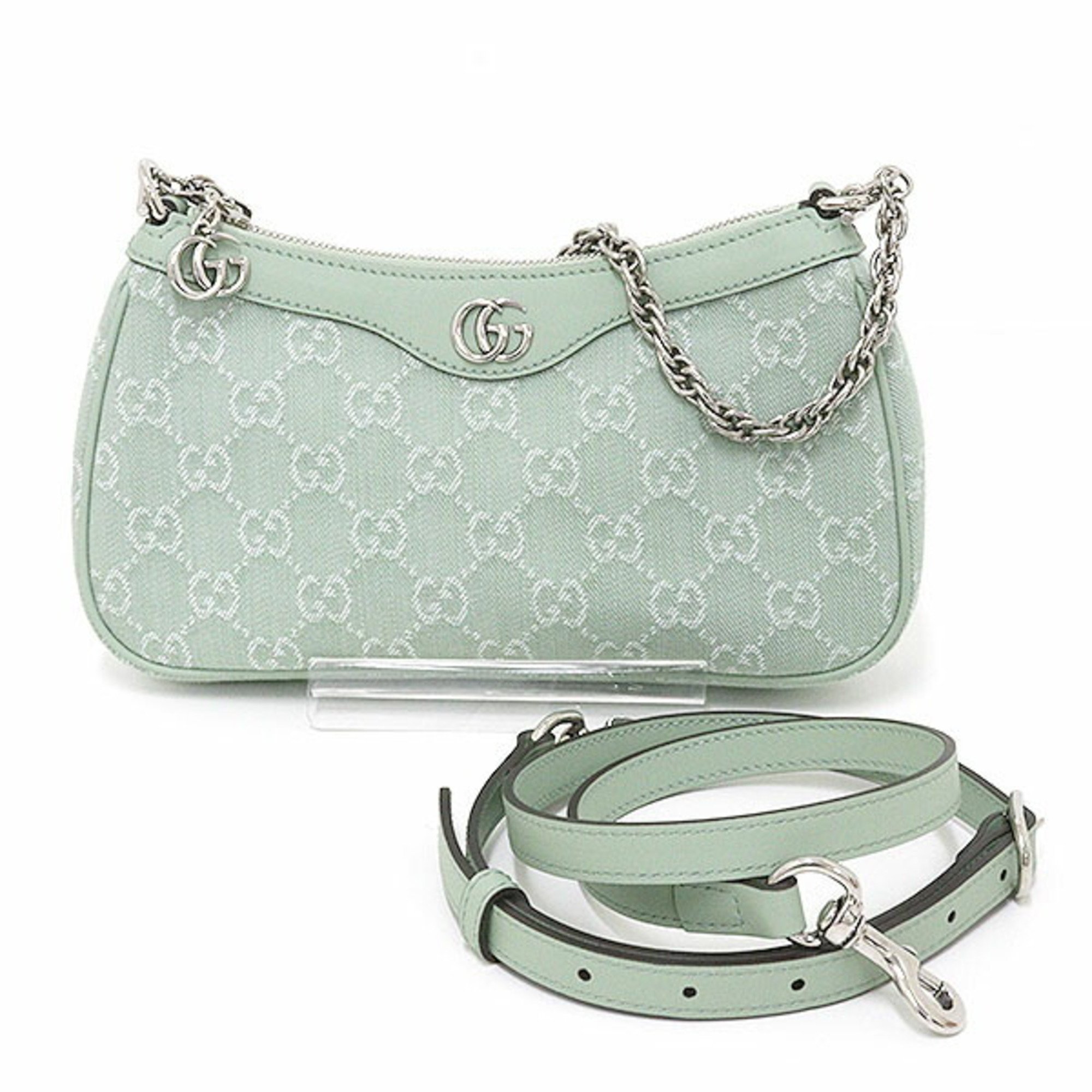 GUCCI Ophidia Small Shoulder Bag Pale Green 784753 GG Supreme 3WAY