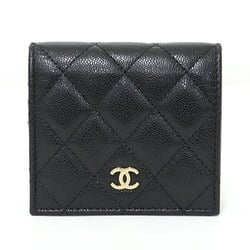 Chanel CHANEL Matelasse Small Wallet Bi-fold Coco Mark Caviar Skin AP3178 Black Light