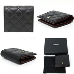 Chanel CHANEL Matelasse Small Wallet Bi-fold Coco Mark Caviar Skin AP3178 Black Light