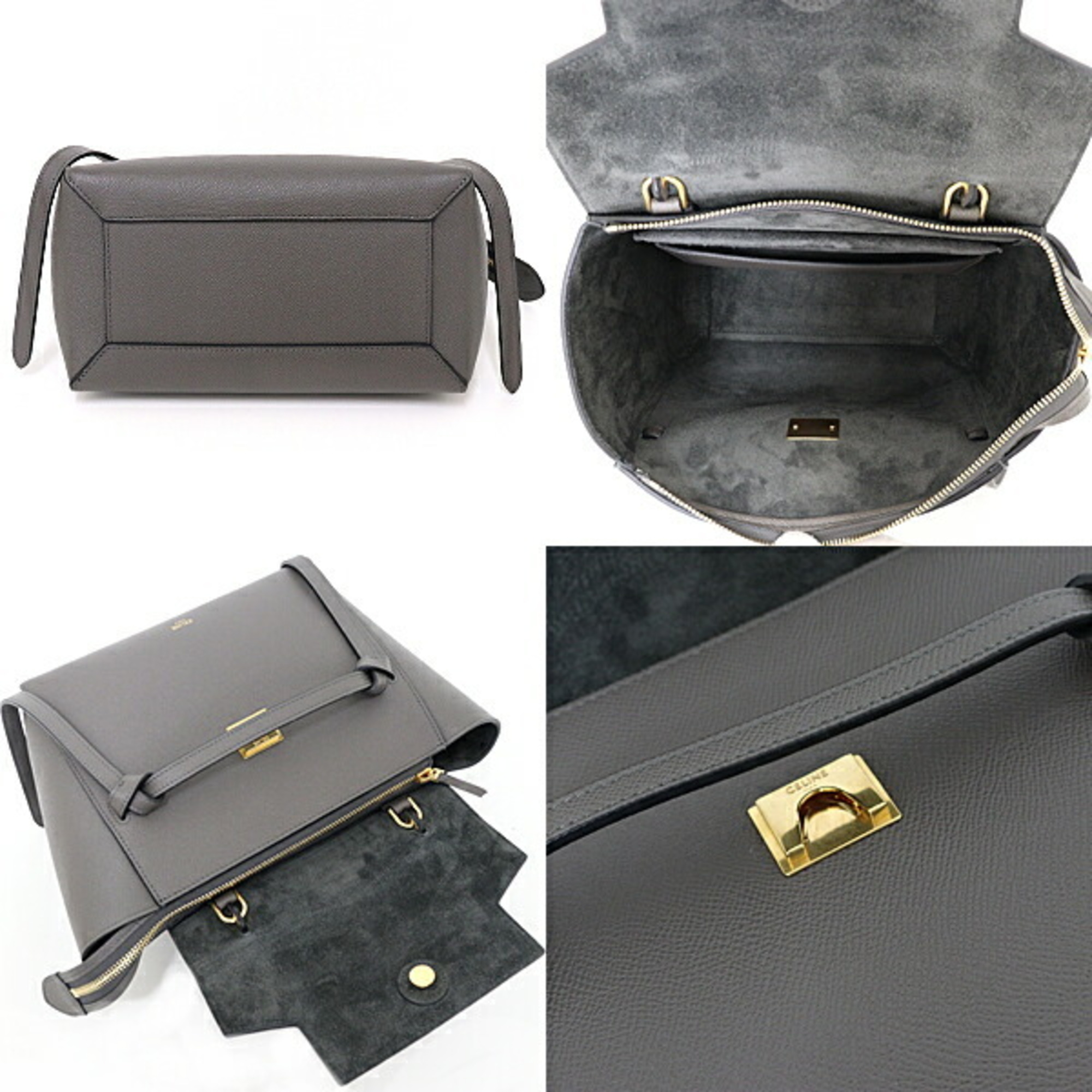 CELINE Micro Belt Bag Handbag Grained Calfskin 189153ZVA.10DC Grey